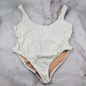 J Crew Swim 22 3X White One Piece Scoop Neck Back Scrunchie Bikini Full